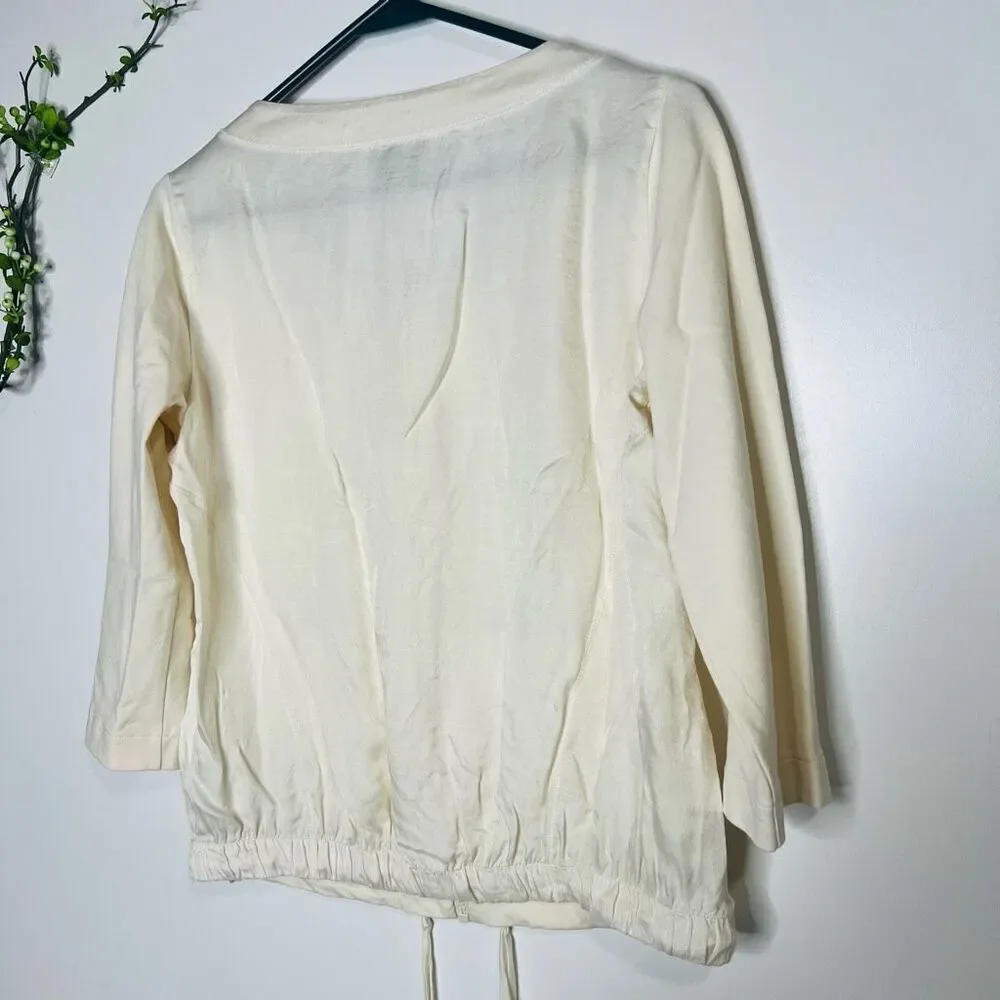 Bogner Cream Silk Blend Silver Sequins Lightweight Jacket